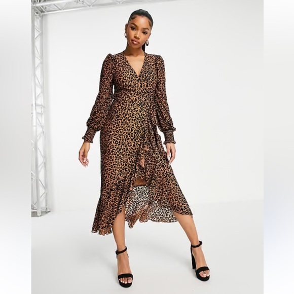 Little Mistress NEW Leopard Print High-Low Midi dress, Women’s Sz 8 - Picture 1 of 3